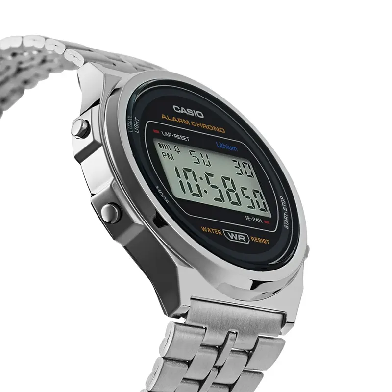 Casio Vintage Digital Grey Dial Alarm System Watch- A171WE-1A